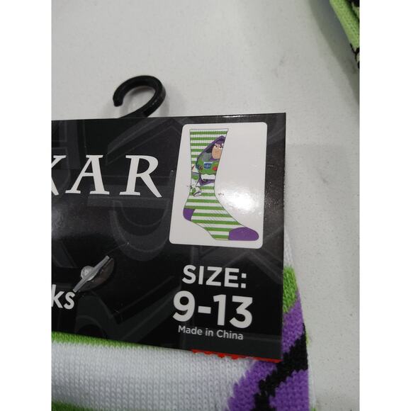 Disney Pixar Toy Story socks set three pair Buzz Lightyear/aliens size 9-13 crew - Picture 5 of 5